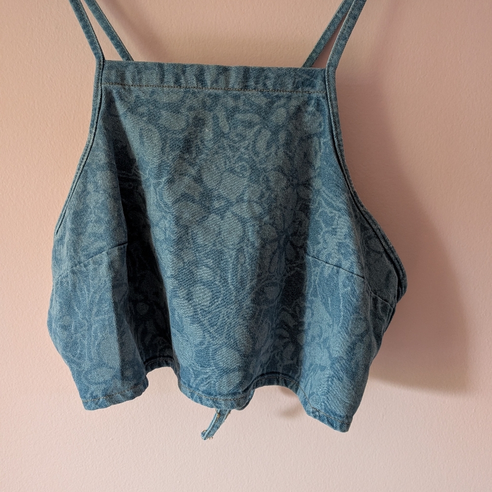 H&M Denim Lattice Tie Top XL
